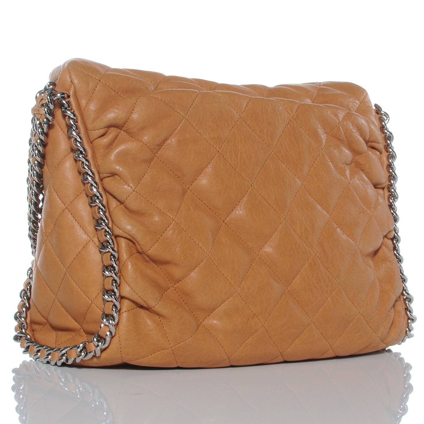 Washed Lambskin Chain Around Hobo Beige