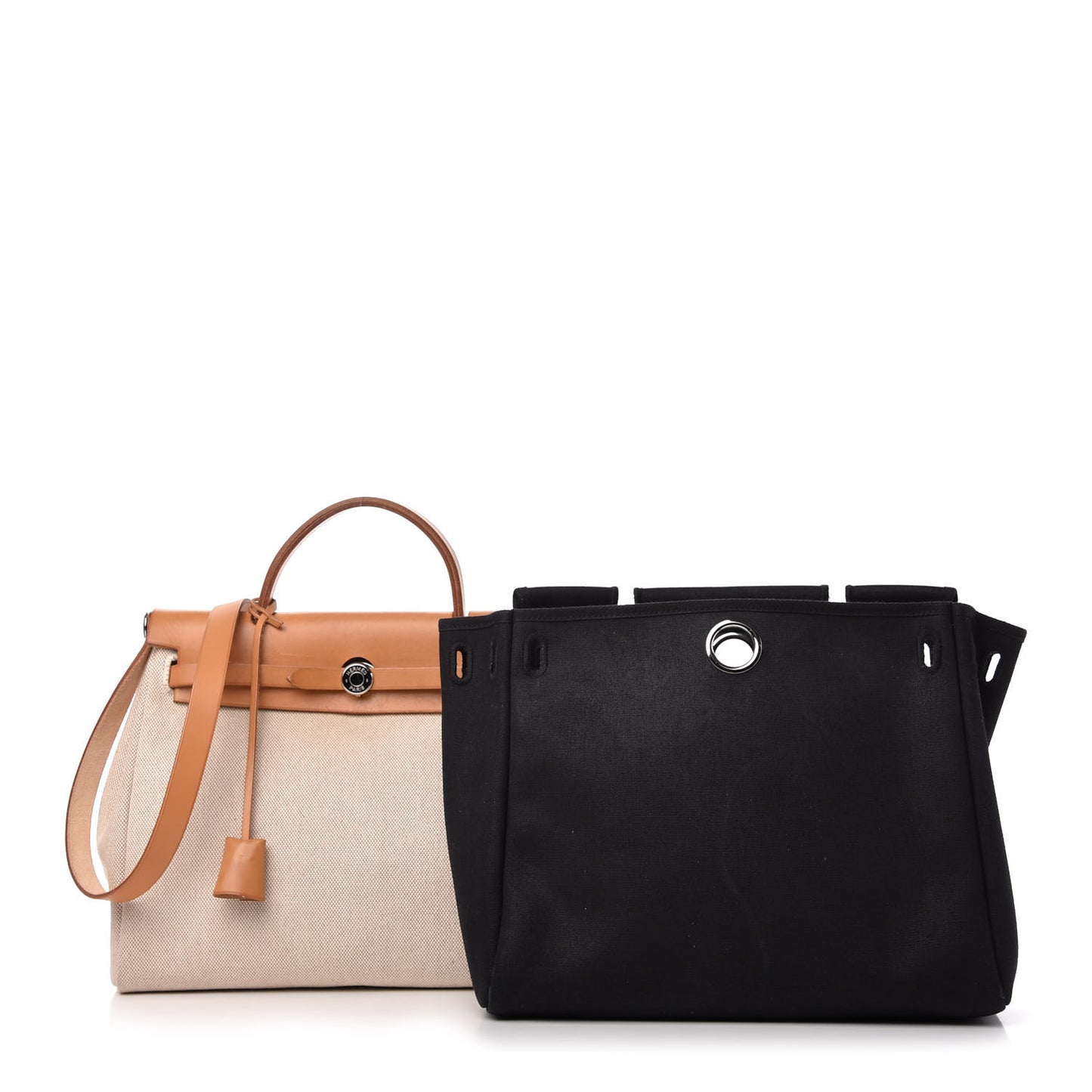 Toile Vache Calfskin Herbag 30 PM Black Natural