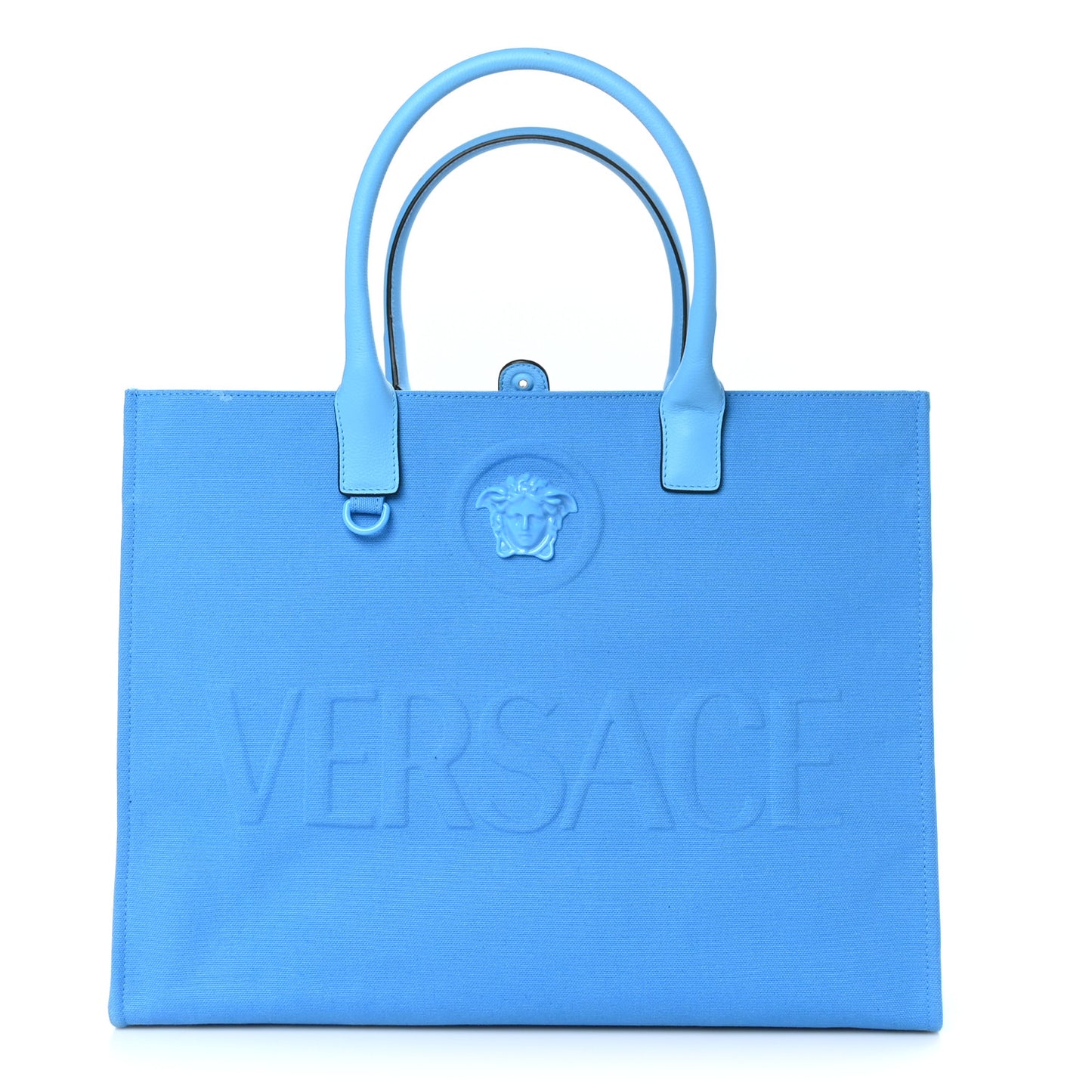 Canvas Calfskin La Medusa Tote Bag Blue