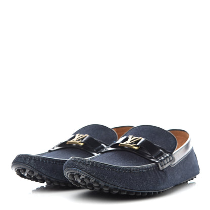 Louis Vuitton Denim Mens Hockenheim Moccasin Loafers 8.5 Marine 3 of 12