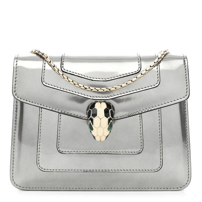 Bulgari Metallic Calfskin Small Serpenti Forever Snake Strap Crossbody Bag Silver 1 of 11