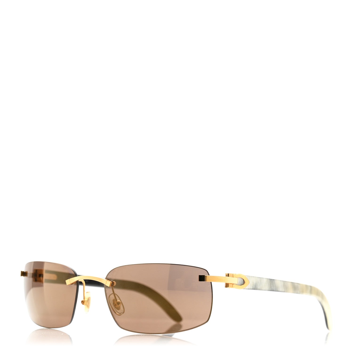 Cartier Metal Buffalo Horn Square Sunglasses Gold 1 of 8