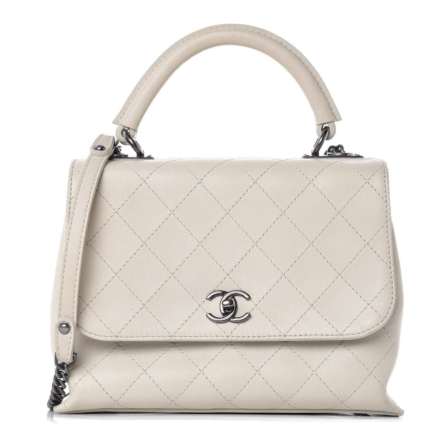 Chanel Calfskin Stitched Urban Luxury Top Handle Bag Ivory 1 of 12