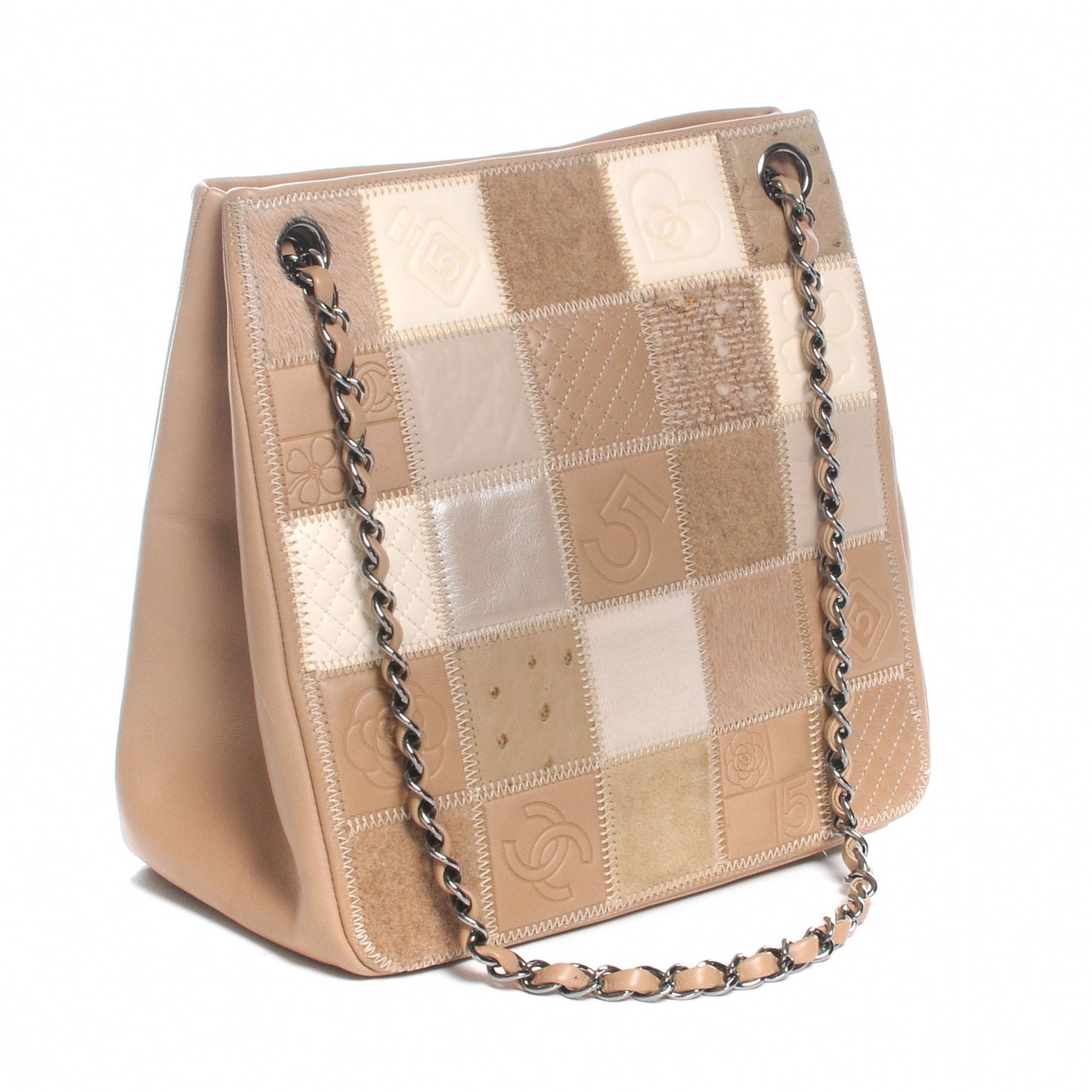 Lambskin Ostrich Quilted Patchwork Precious Symbols Tote