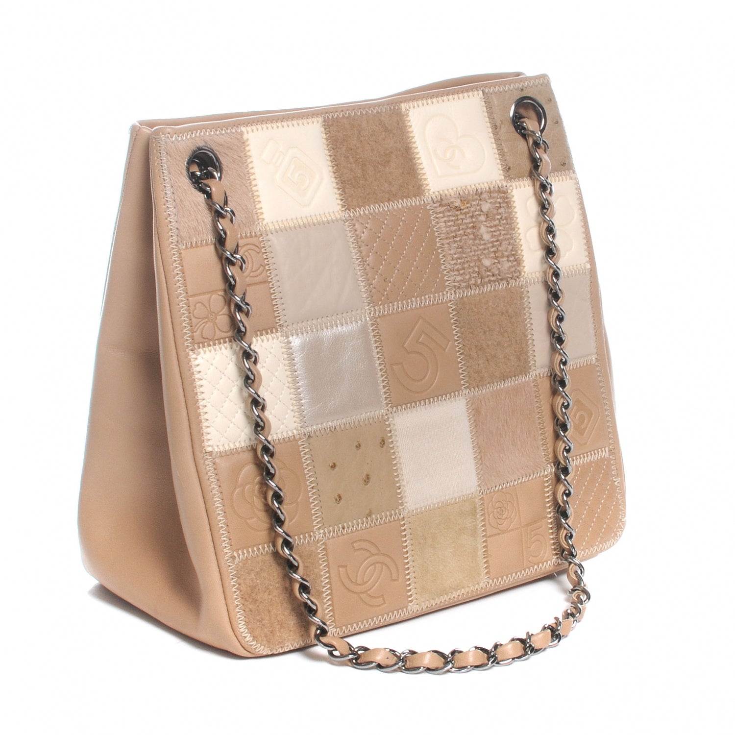 Chanel Lambskin Ostrich Quilted Patchwork Precious Symbols Tote 3 of 7