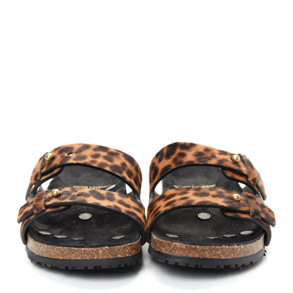 Saint Laurent Calf Hair Leopard Print Jimmy Slide Sandals 36.5 Brown 2 of 11