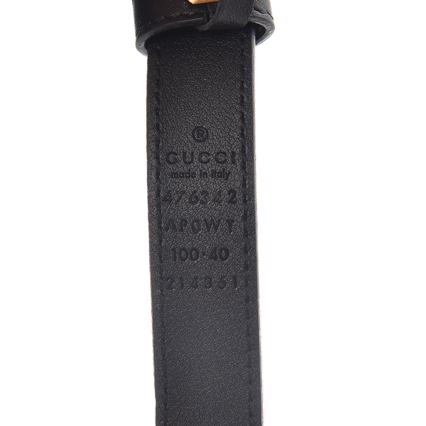 Calfskin Pearl Double G 20mm Belt 100 40 Black Cream