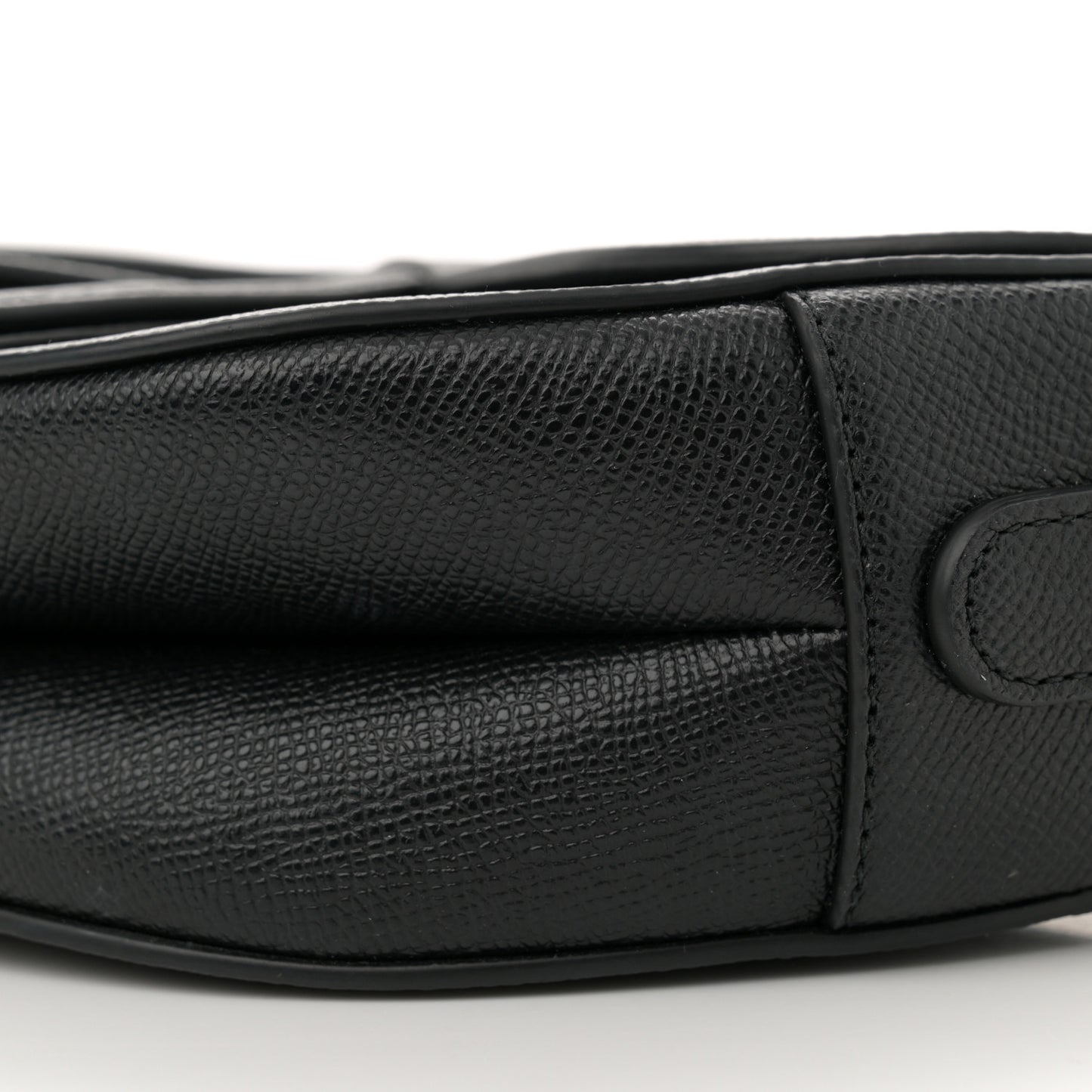 Grained Calfskin Saddle Bag With Strap Black