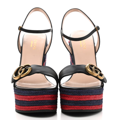 Gucci Lifford Calfskin Aitana Espadrille Platform 45/130mm Wedge Sandals 35 Black 2 of 11
