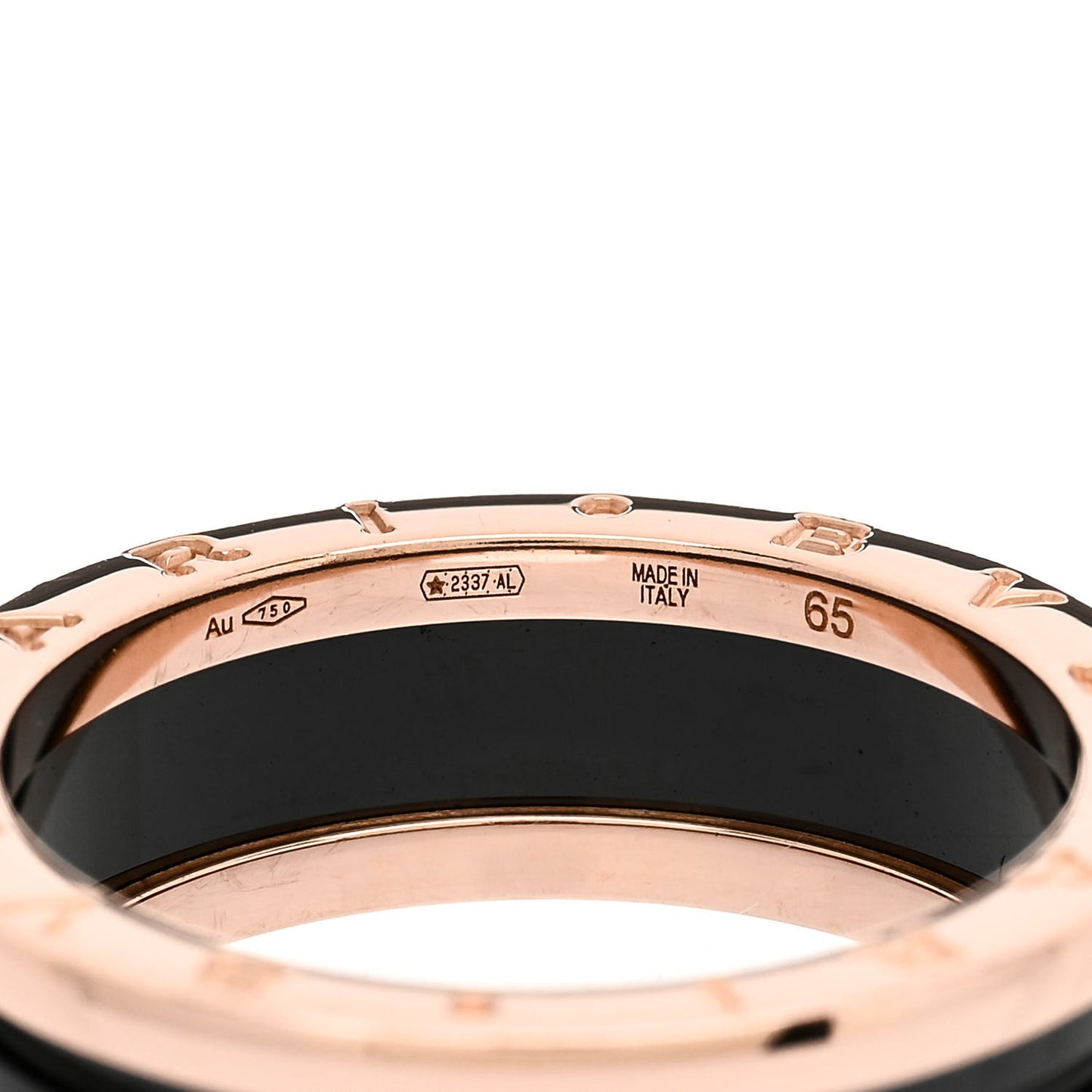 18K Rose Gold Black Ceramic B.Zero1 Two-Band Ring 65 11
