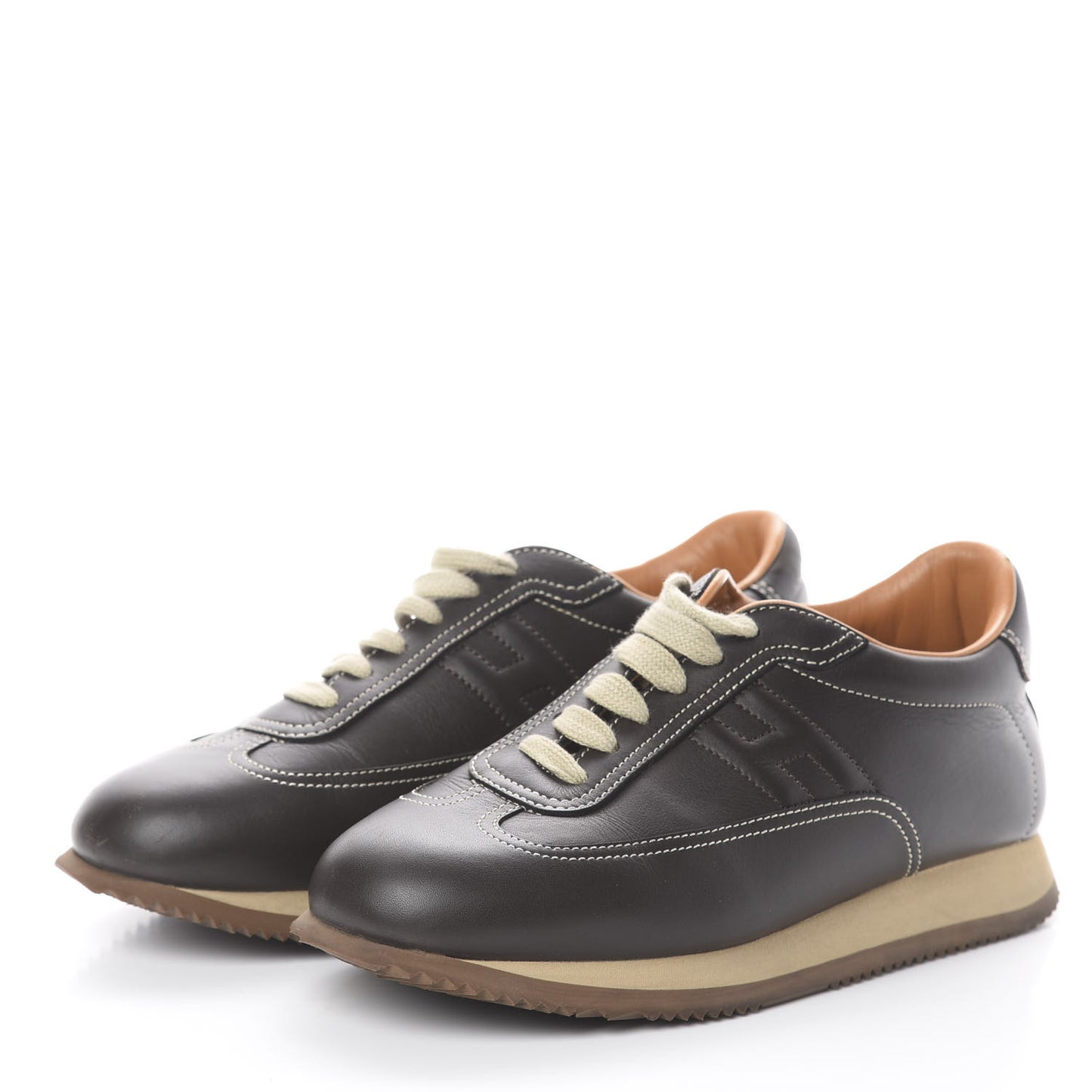 Calfskin Womens Quick Sneakers 38 Brown