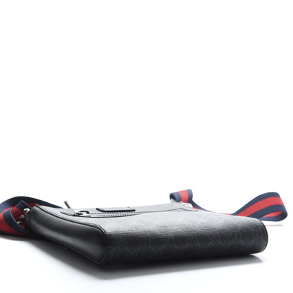 Gucci GG Supreme Monogram Web Small Flat Messenger Bag Black Grey 4 of 11