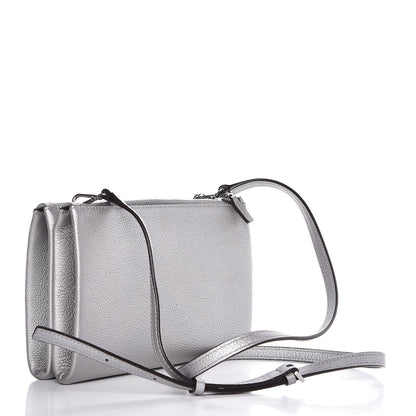 MCM Grained Calfskin Milla Double Crossbody Bag Spike Silver 3 of 15