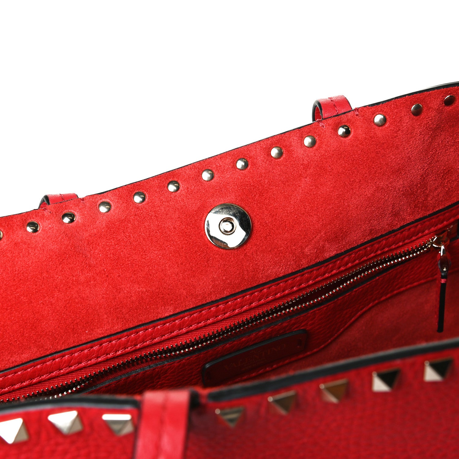 Valentino Garavani Grained Calfskin Small Rockstud Shoulder Tote Rouge Pur 10 of 16