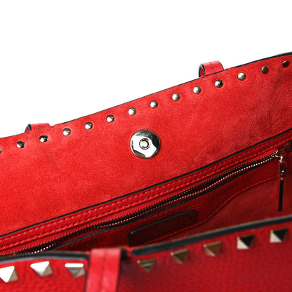 Valentino Garavani Grained Calfskin Small Rockstud Shoulder Tote Rouge Pur 10 of 16