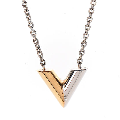 Louis Vuitton Essential V Necklace Silver Gold 3 of 4