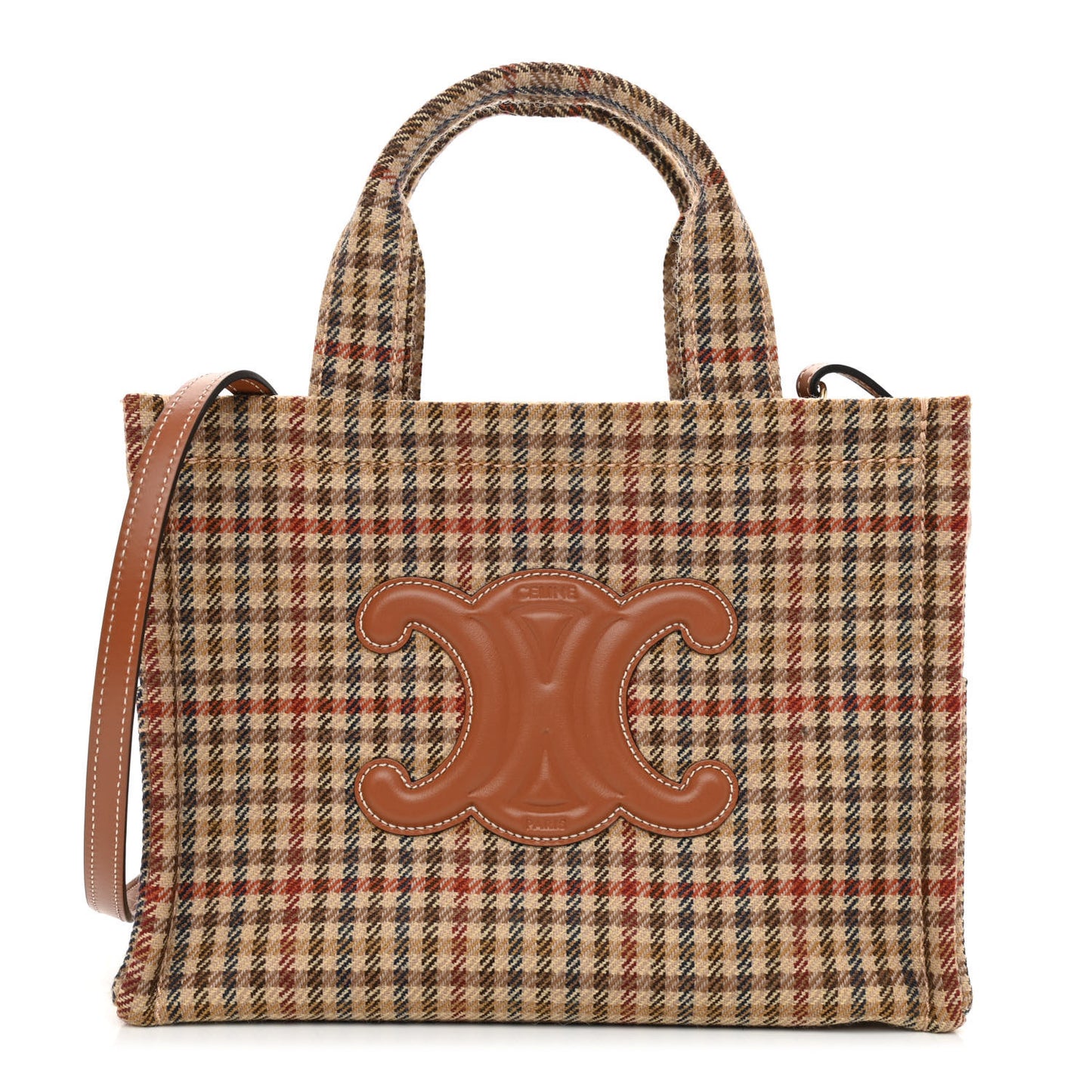 Tweed Calfskin Triomphe Small Cabas Thais Multicolor