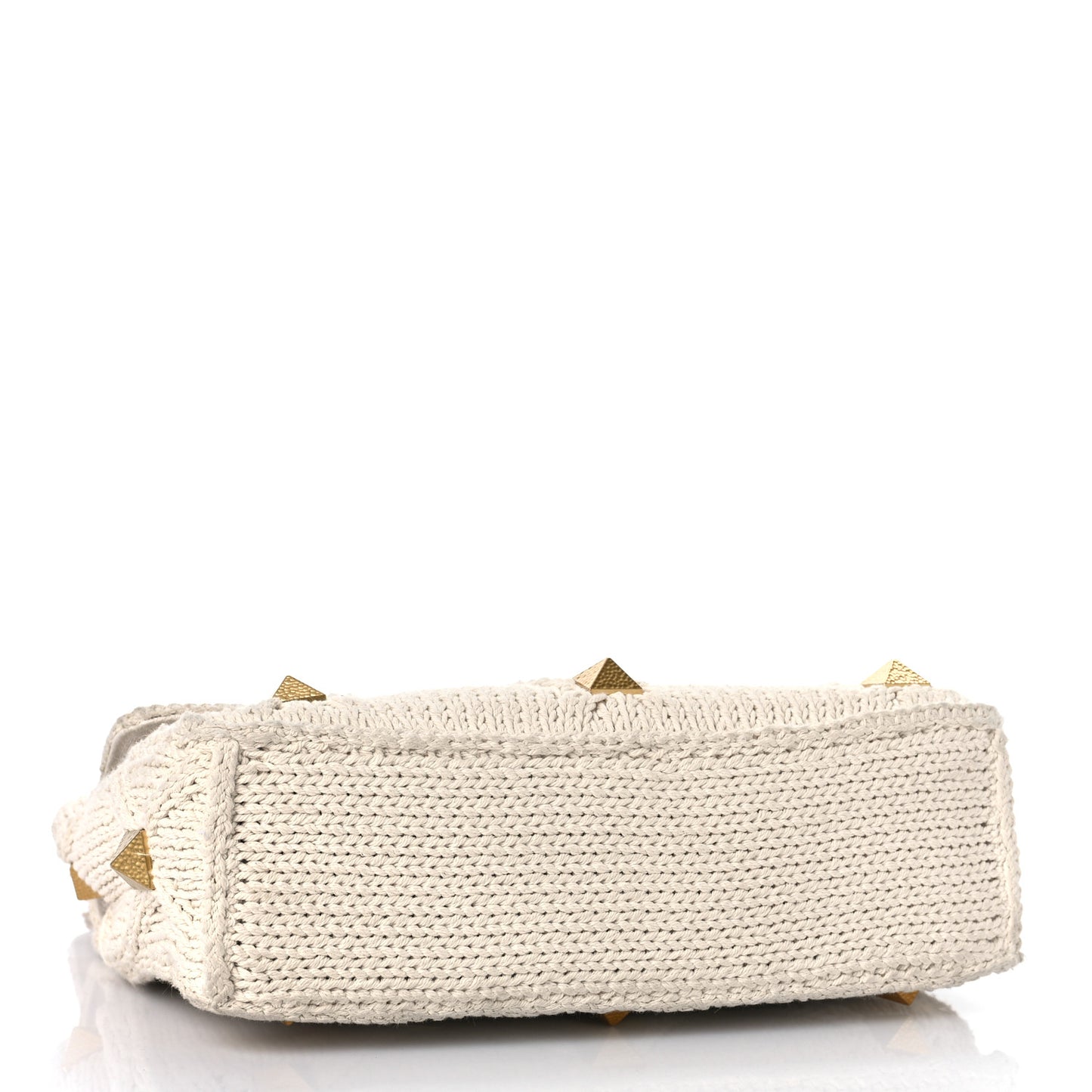 Knit Large Roman Stud Shoulder Bag Ecru