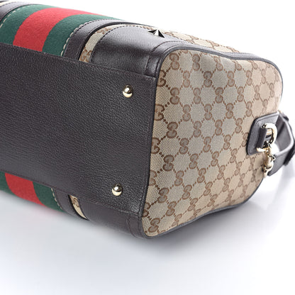 Gucci Monogram Vintage Web Medium Webby Bee Boston Dark Brown 10 of 10