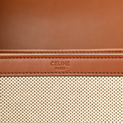 Celine Textile Natural Calfskin Medium Triomphe Bag White Tan 6 of 10