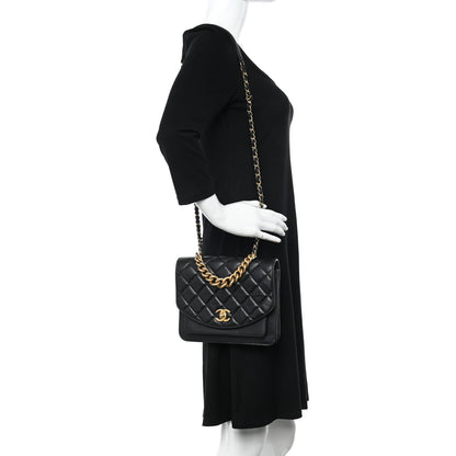 Chanel Calfskin Caviar Quilted Chain Handle Flap Black 2 of 14