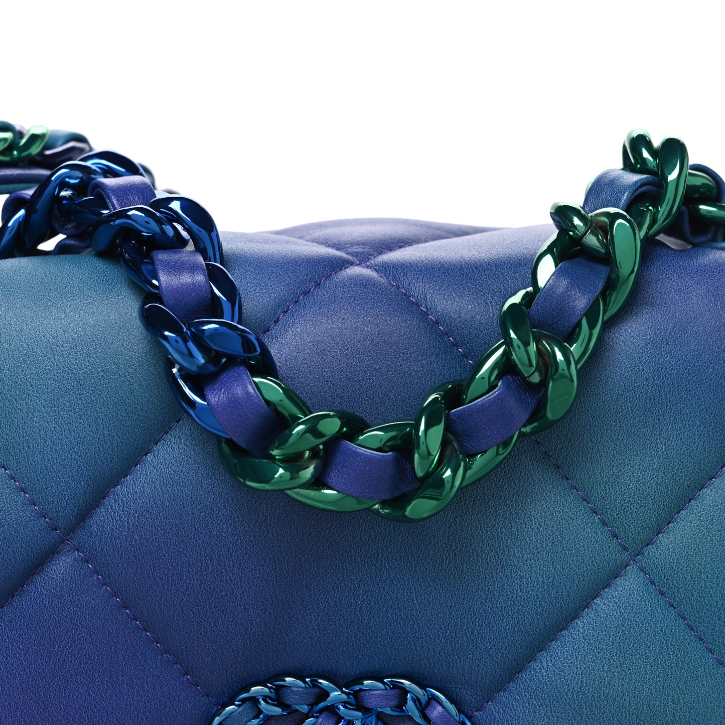 Tie Dye Calfskin Quilted Medium Chanel 19 Flap Blue Purple