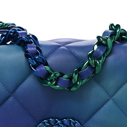 Chanel Tie Dye Calfskin Quilted Medium Chanel 19 Flap Blue Purple 8 of 10