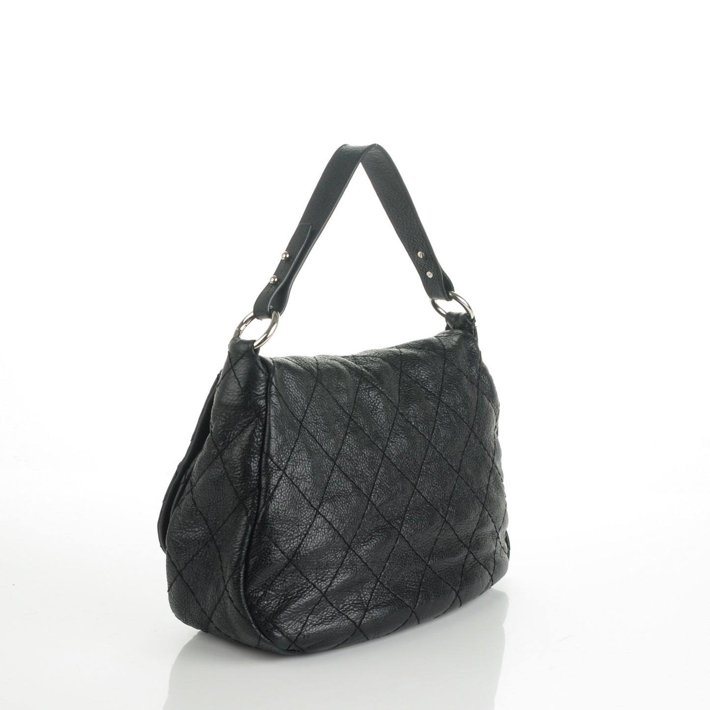Glazed Calfskin Stitched XL On The Road Flap Black