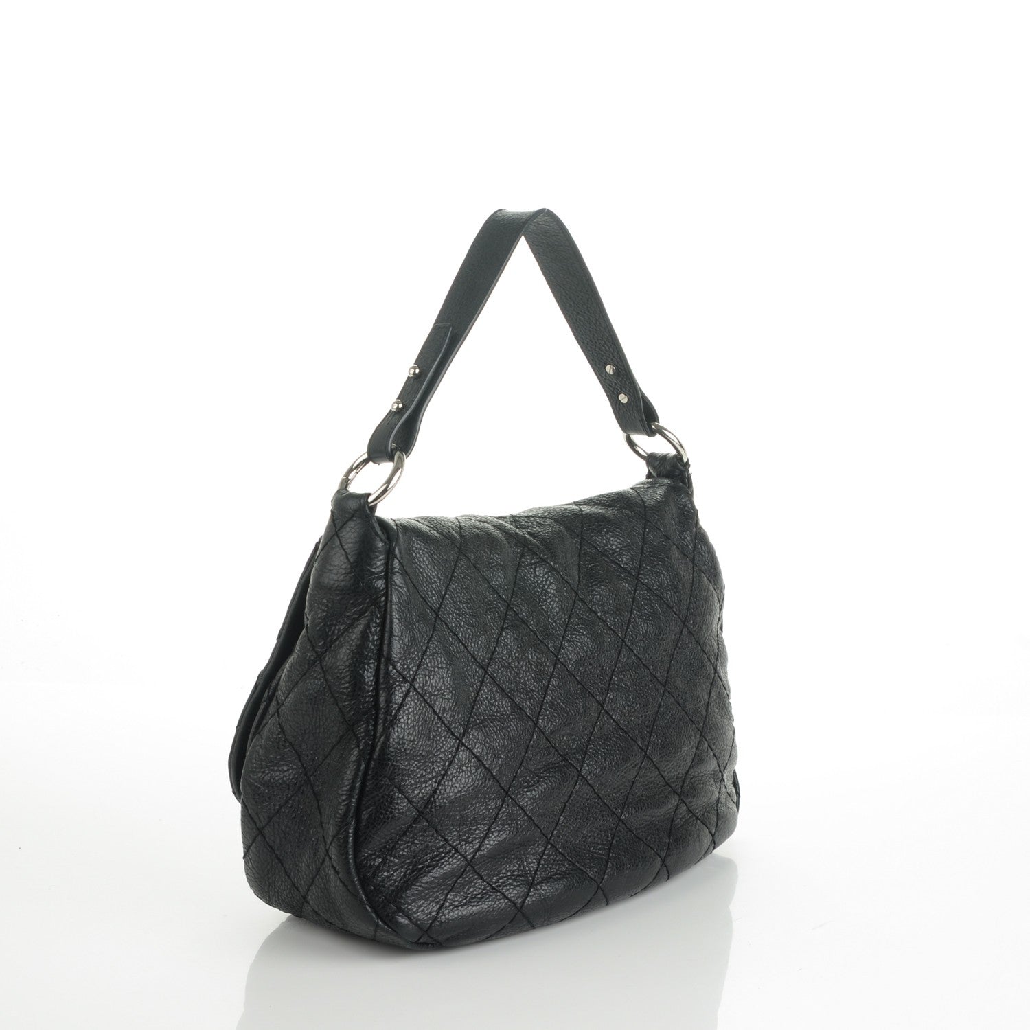 Chanel Glazed Calfskin Stitched XL On The Road Flap Black 3 of 7