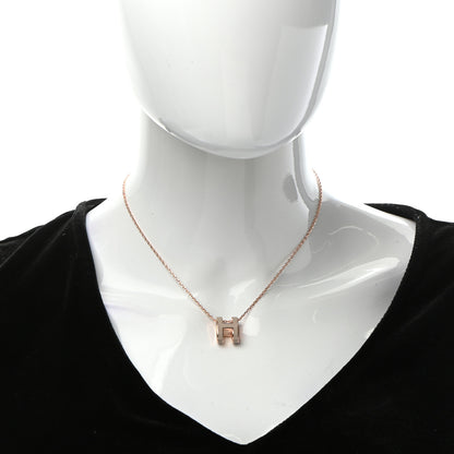 Hermes Lacquered Rose Gold Pop H Pendant Necklace Marron Glace 2 of 5