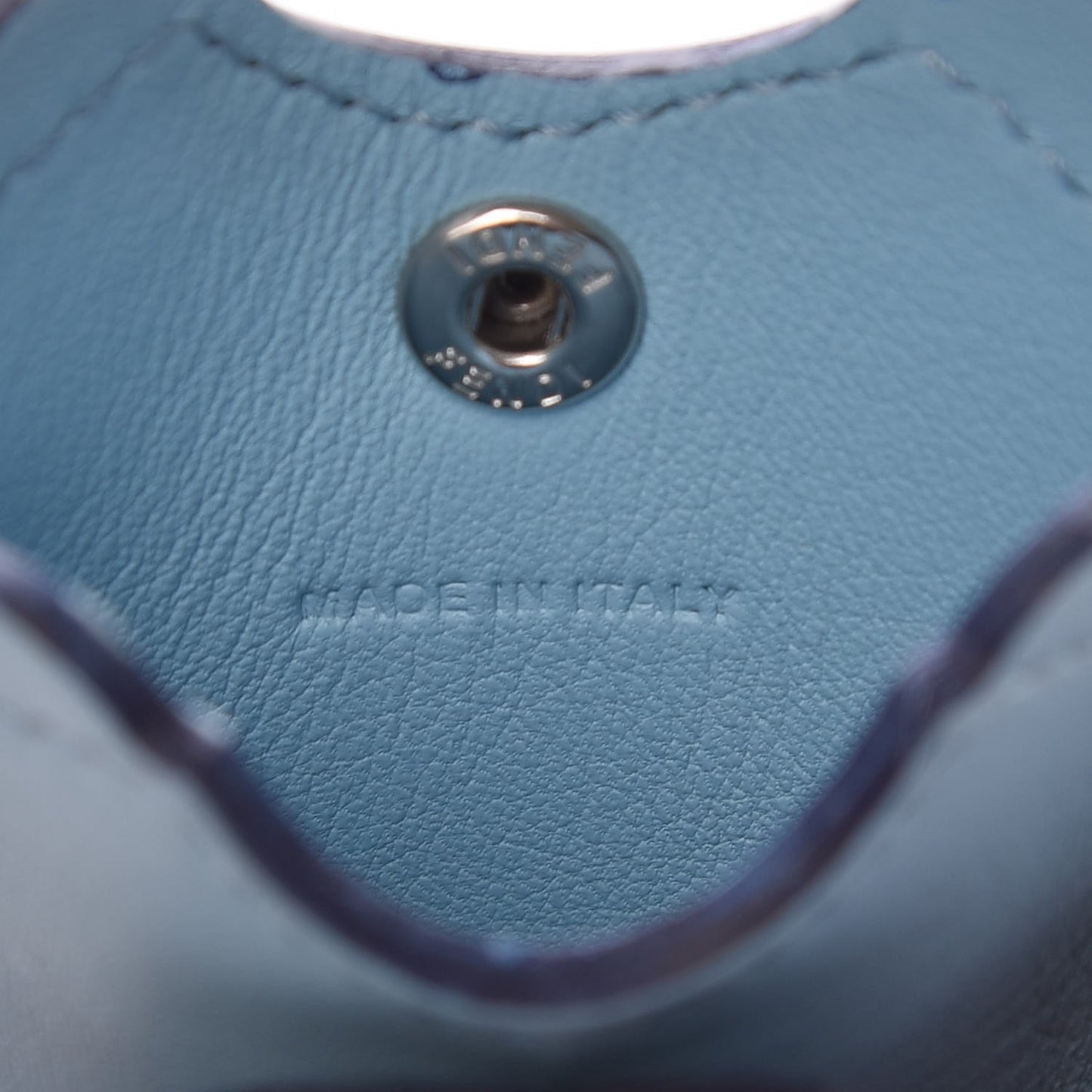 Calfskin Flowerland Mirror Key Chain Blue