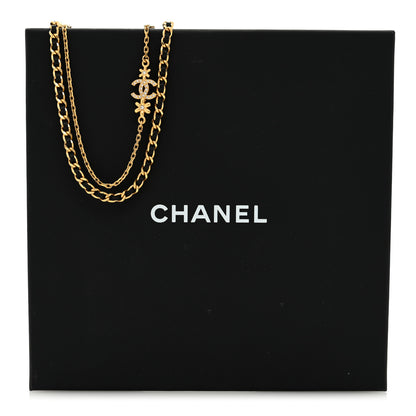 Chanel Metal Lambskin Crystal CC Double Chain Necklace Black Gold 4 of 4
