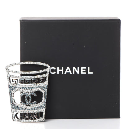 Chanel Crystal CC Greek Cup Brooch Silver Blue 5 of 5