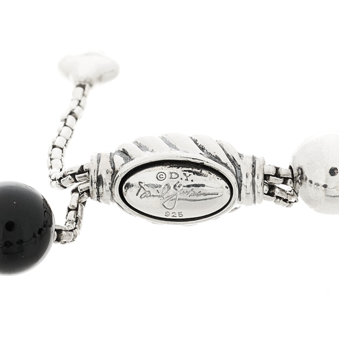 David Yurman Sterling Silver Black Onyx Hematite 8mm Elements Bead Bracelet 3 of 3