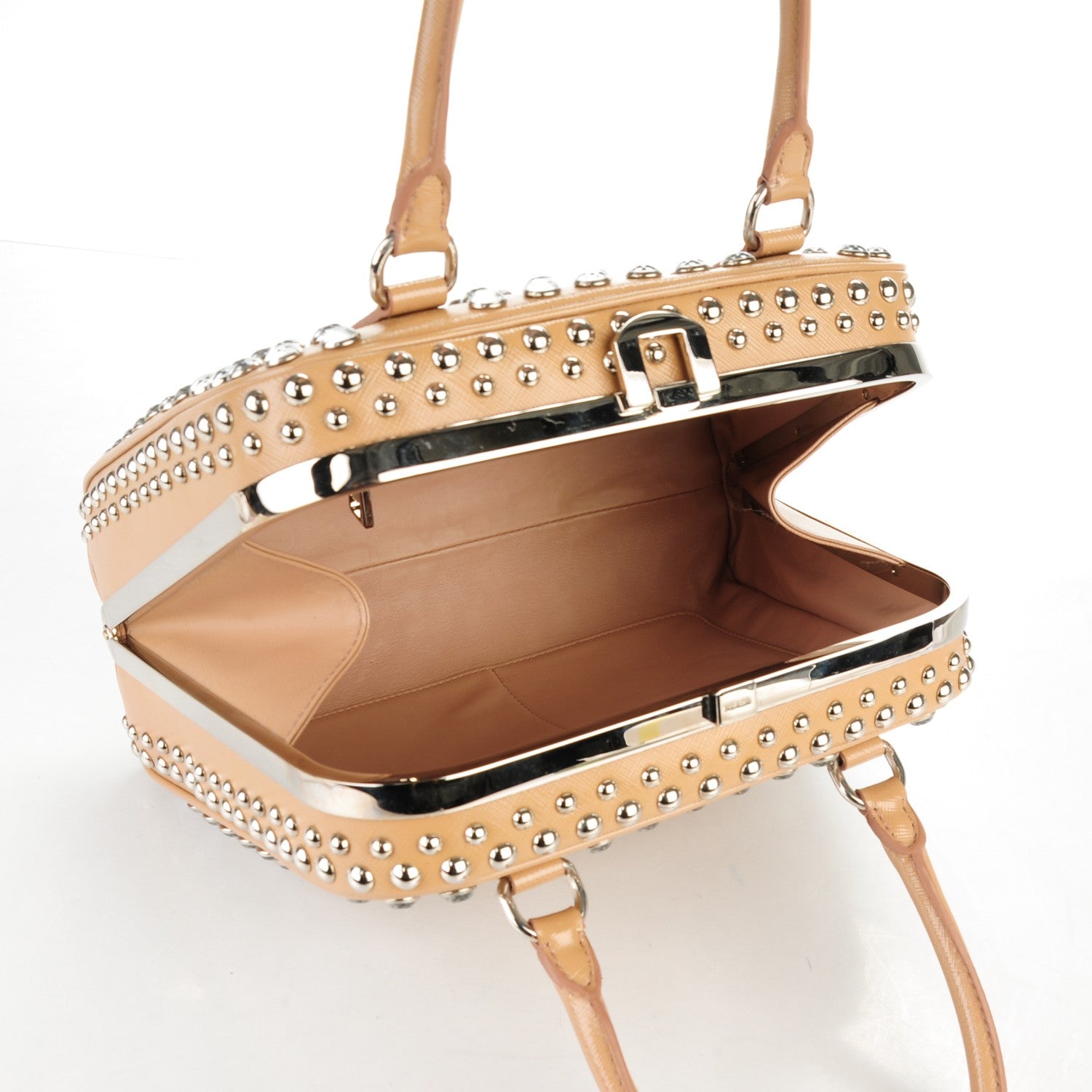 Prada Saffiano Vernice Crystal Pyramid Bag Cammeo 5 of 7