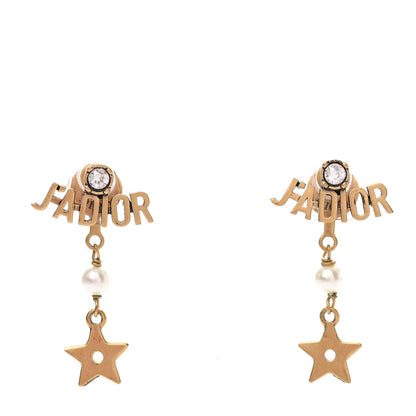 Christian Dior Metal J'Adior Star Pearl Earrings Aged Gold 1 of 5