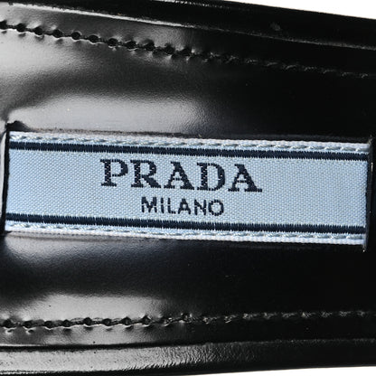 Prada Spazzolato Triangle Logo Pointed Toe 75mm Slingback Pumps 36.5 Black 9 of 10