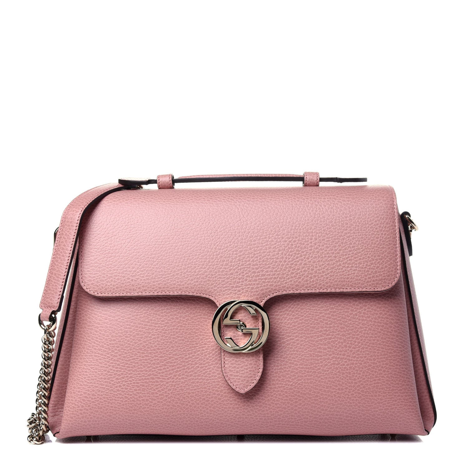 Gucci Dollar Calfskin Medium Interlocking G Top Handle Shoulder Bag Soft Pink 1 of 12
