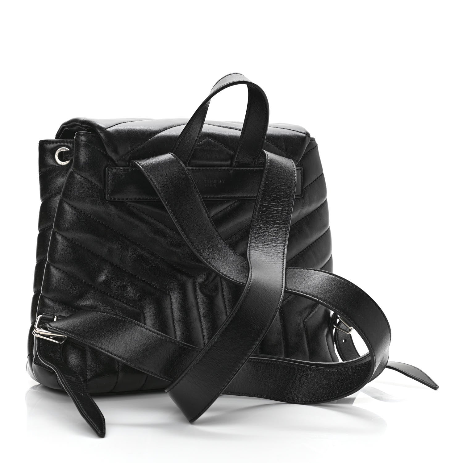 Saint Laurent Calfskin Y Quilted Monogram Small Loulou Backpack Black 3 of 12