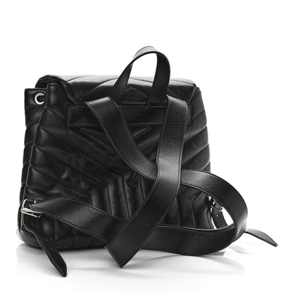 Saint Laurent Calfskin Y Quilted Monogram Small Loulou Backpack Black 3 of 12