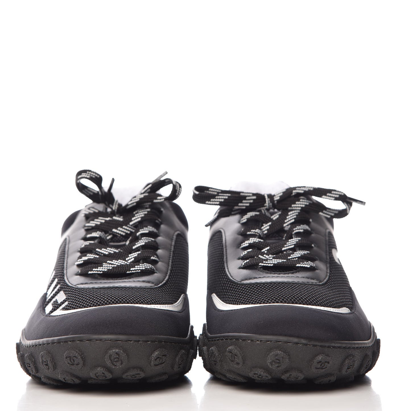 Calfskin Mesh Lycra Sneakers 41 Black