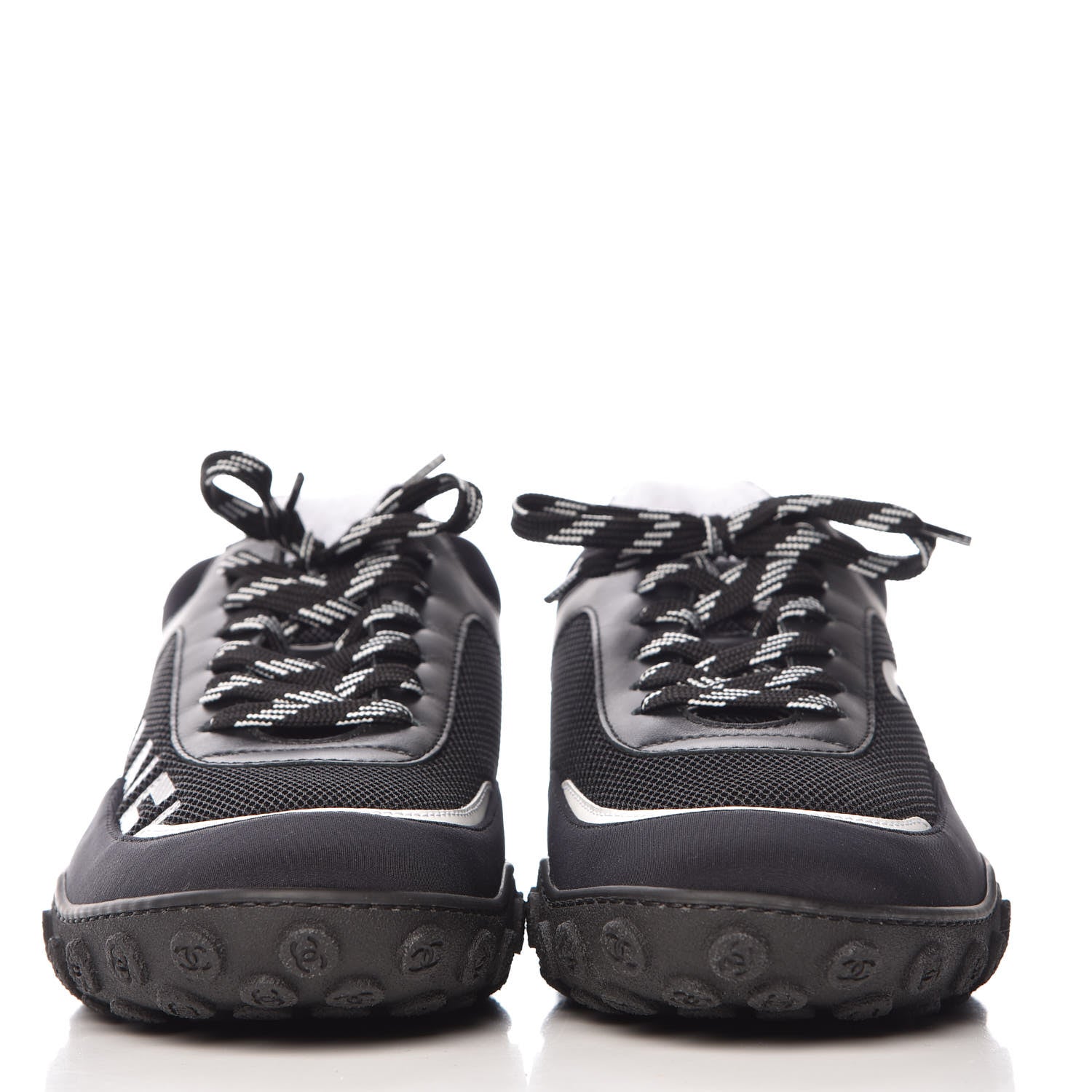 Chanel Calfskin Mesh Lycra Sneakers 41 Black 2 of 9