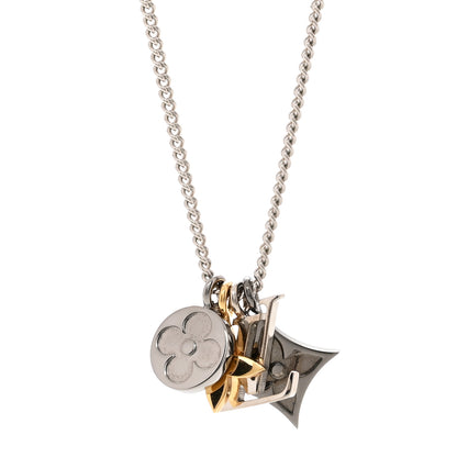 Louis Vuitton Metal LV Instinct Necklace Silver Gold 4 of 7