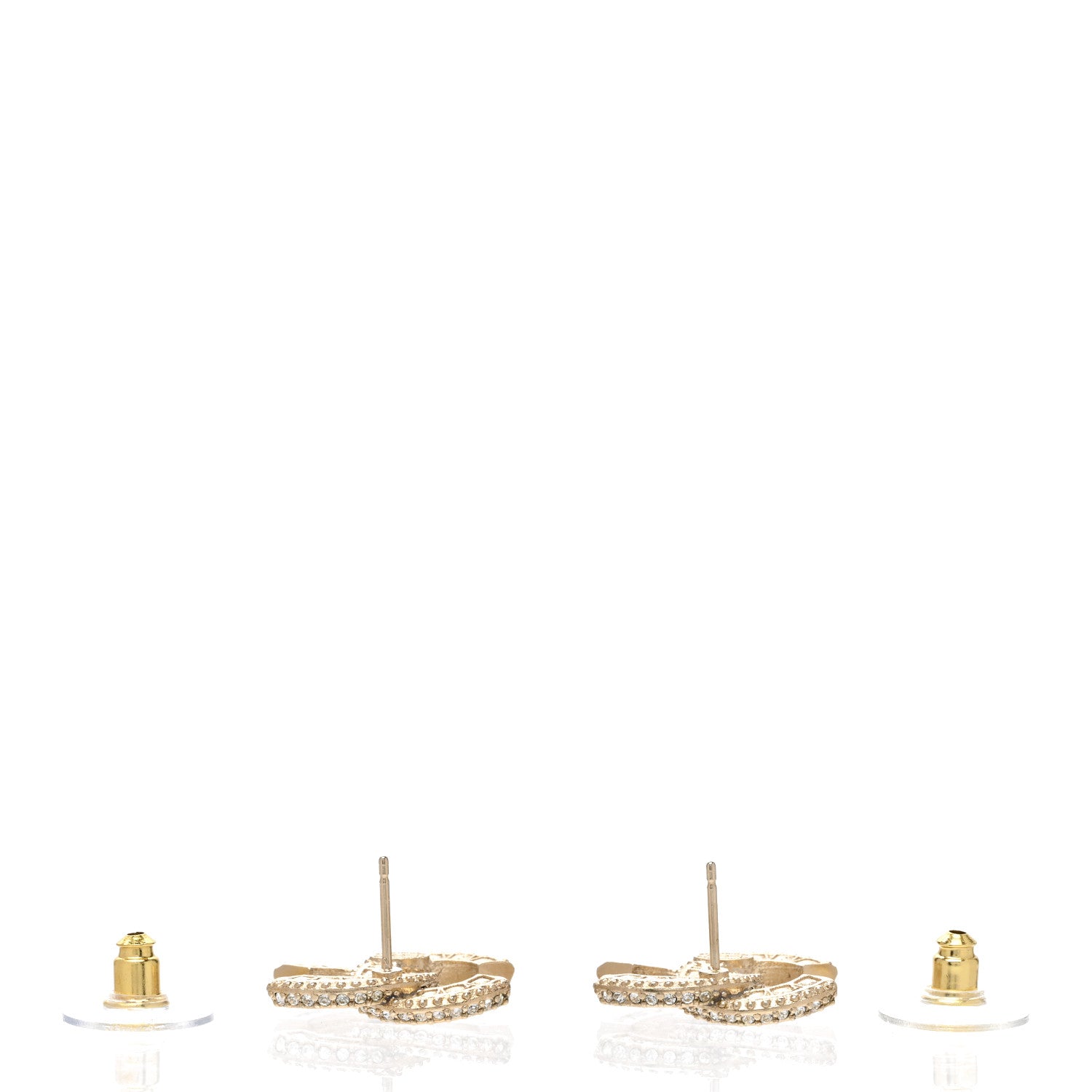 Chanel Crystal Timeless CC Earrings Light Gold 3 of 5