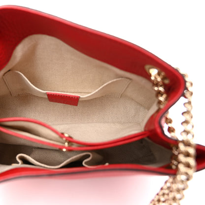Gucci Pebbled Calfskin Small Soho Chain Shoulder Bag Tabasco Red 5 of 10