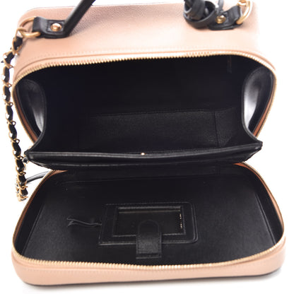 Chanel Caviar Quilted Large CC Filigree Vanity Case Beige Black 5 of 9