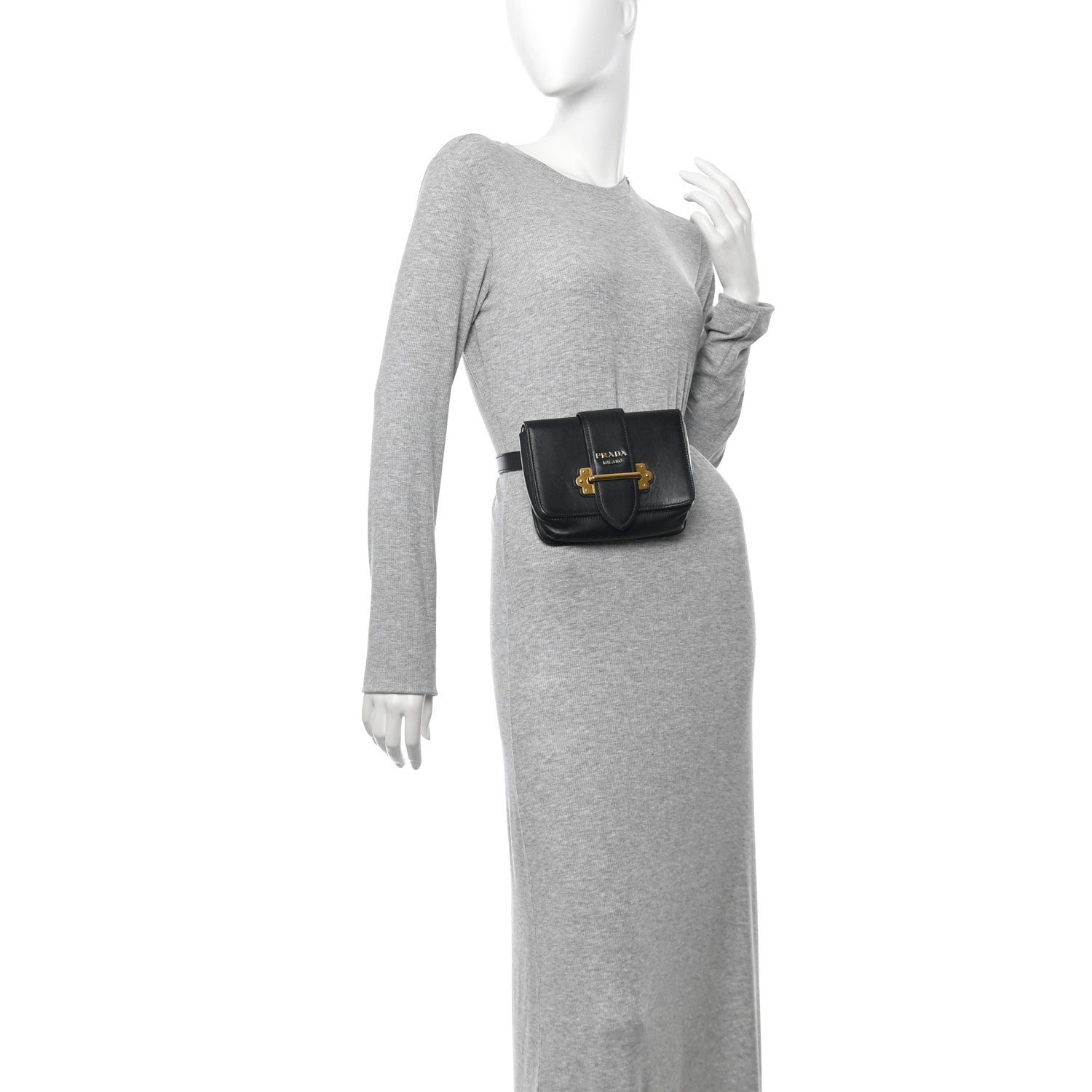 Prada City Calf Cahier Belt Bag Black 2 of 10