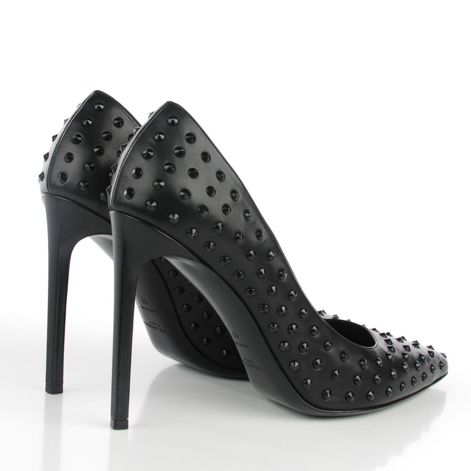 Saint Laurent Calfskin Paris Spiked 105 Pumps 41 Black 5 of 10