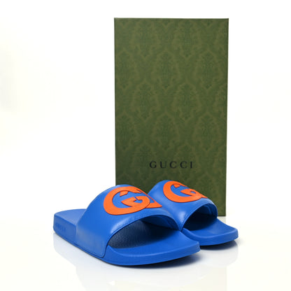 Gucci Nappa Miro Soft Calfskin Interlocking G Mens Slide Sandals 9 Bright Splash Carrot Orange 7 of 7