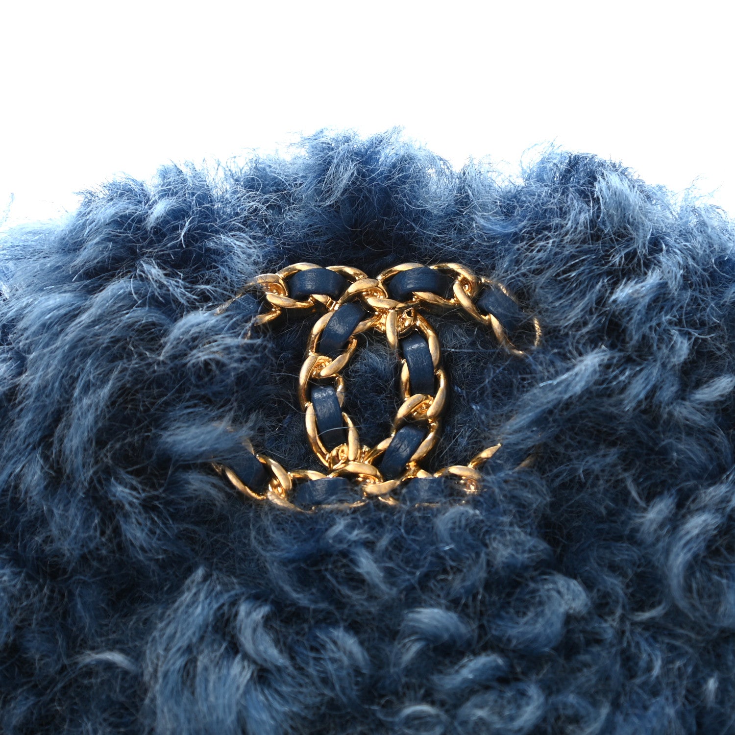 Chanel Shearling Sheepskin Chanel 19 Round Clutch With Chain Blue 7 of 7